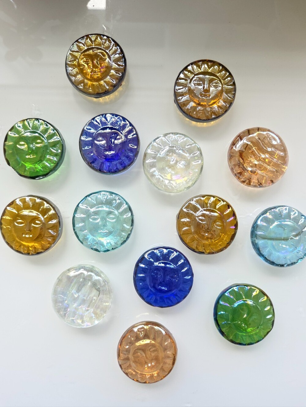 Celestial Sun Face Glass Mosaic Gems
